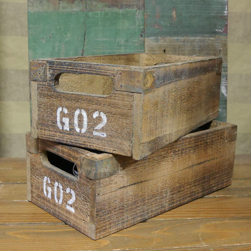 収納ボックス 木箱 2個セット プランター ウッドボックス : アメリカン