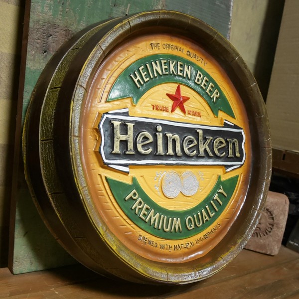 樽底壁掛け看板 Heineken ハイネケン 樽底壁掛け看板 Heineken ハイネケン 立体 ビンテージ