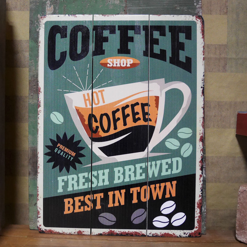 アメリカン ウッドサインボード COFFEE BEST COFFEE IN TOWN 木製看板 