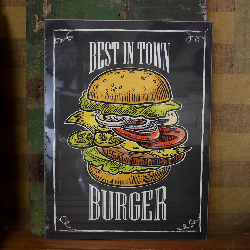 BEST IN TOWN BURGER ウッドボード ハンバーガー 木製看板 インテリア : wp-151 : アメリカン雑貨のグッズファーム -  通販 - Yahoo!ショッピング