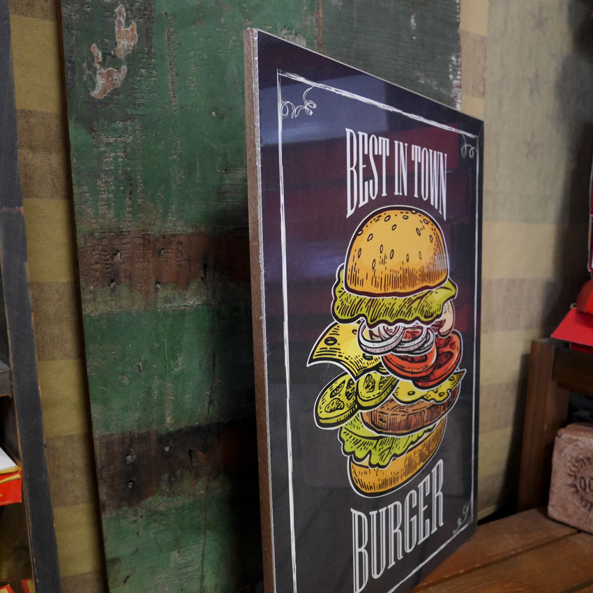 BEST IN TOWN BURGER ウッドボード ハンバーガー 木製看板