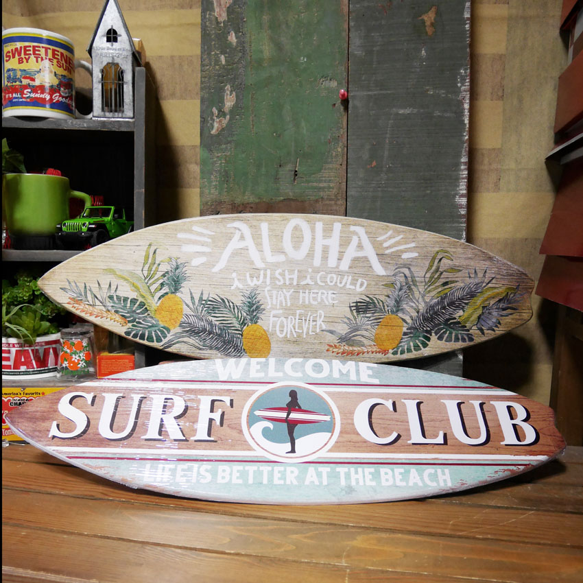 ハワイアン 木製看板 アロハ サーフィン 木製プレート インテリア