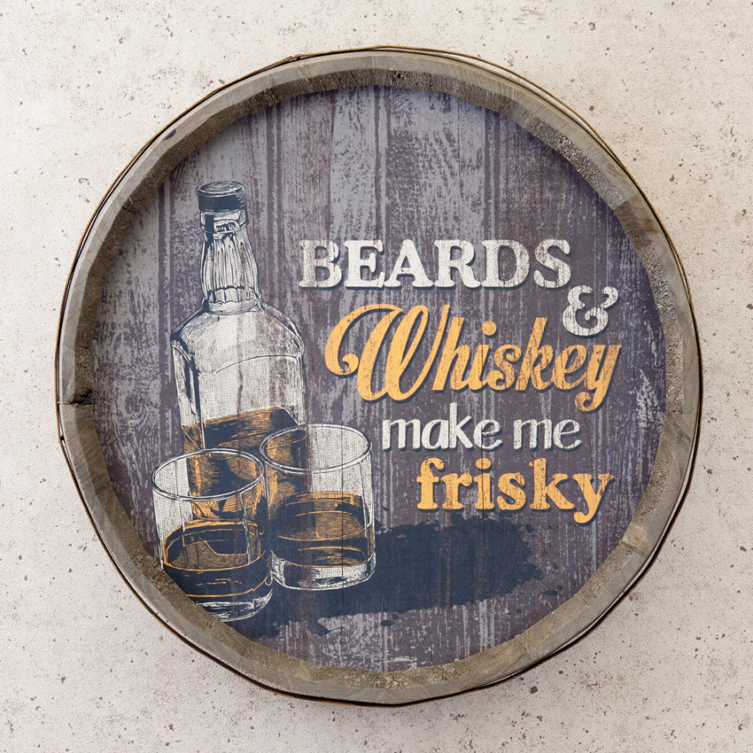 バレルトップウォールサイン Whiskey make me frisky バレルサイン 樽