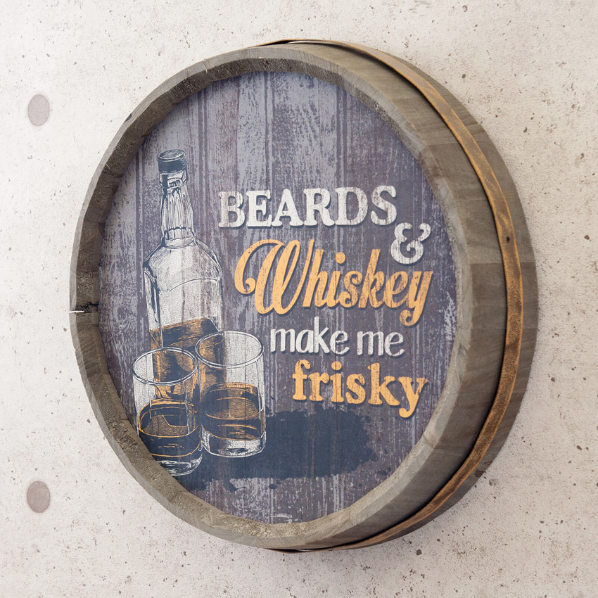 バレルトップウォールサイン Whiskey make me frisky バレルサイン 樽