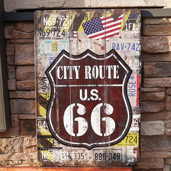 ルート66 インテリア ROUTE66 木製看板 サインボード