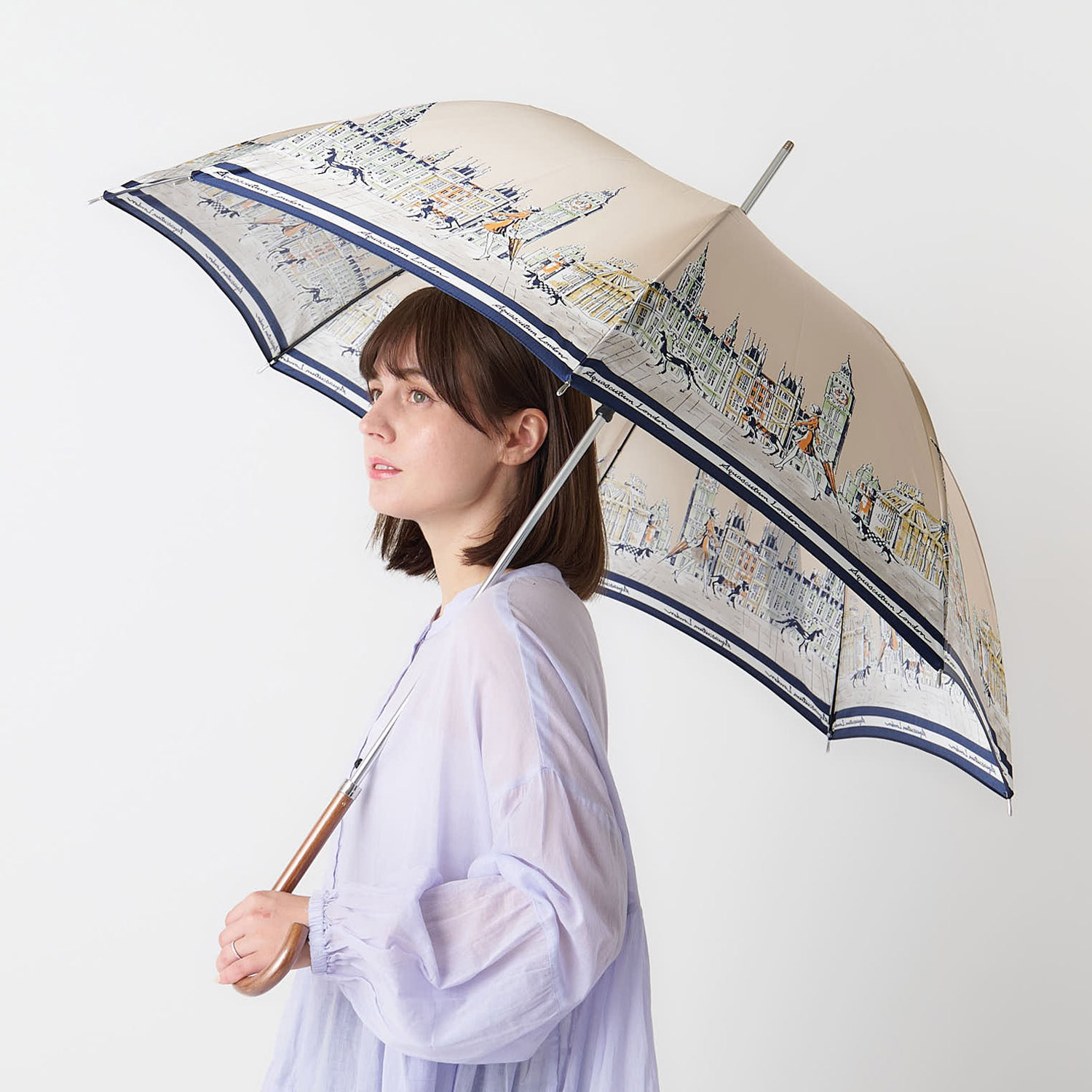 Aquascutum（アクアスキュータム） 長傘 雨傘 レディース 60cm 軽量 遮