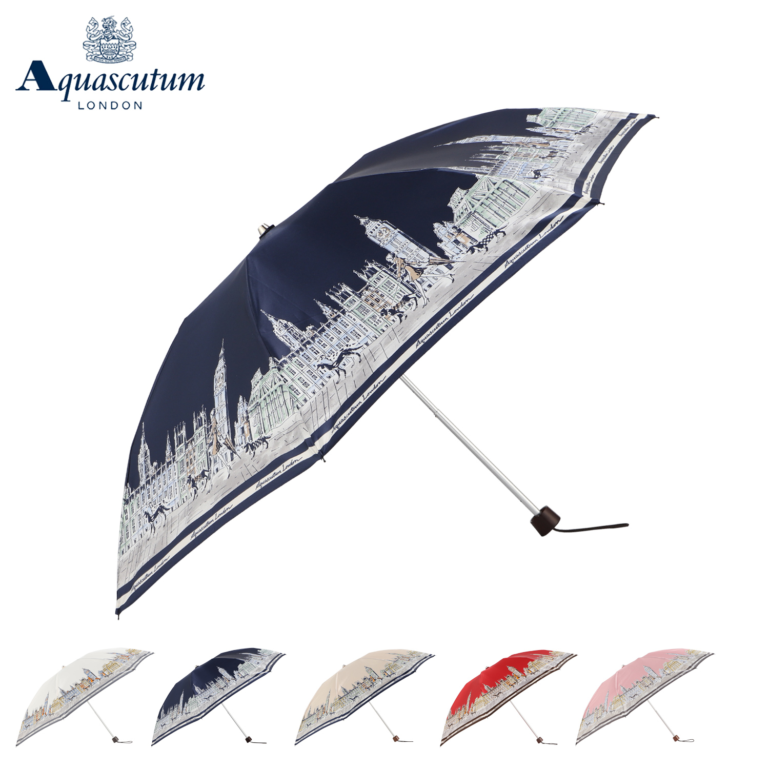 アクアスキュータム AQUASCUTUM 傘 長傘 雨傘 レディース 55cm 婦人長傘 オフ ホワイト ネイビー 1AQ 17066 Aquascutum（アクアスキュータム） 傘 長傘 雨傘 レディース 55cm 婦人