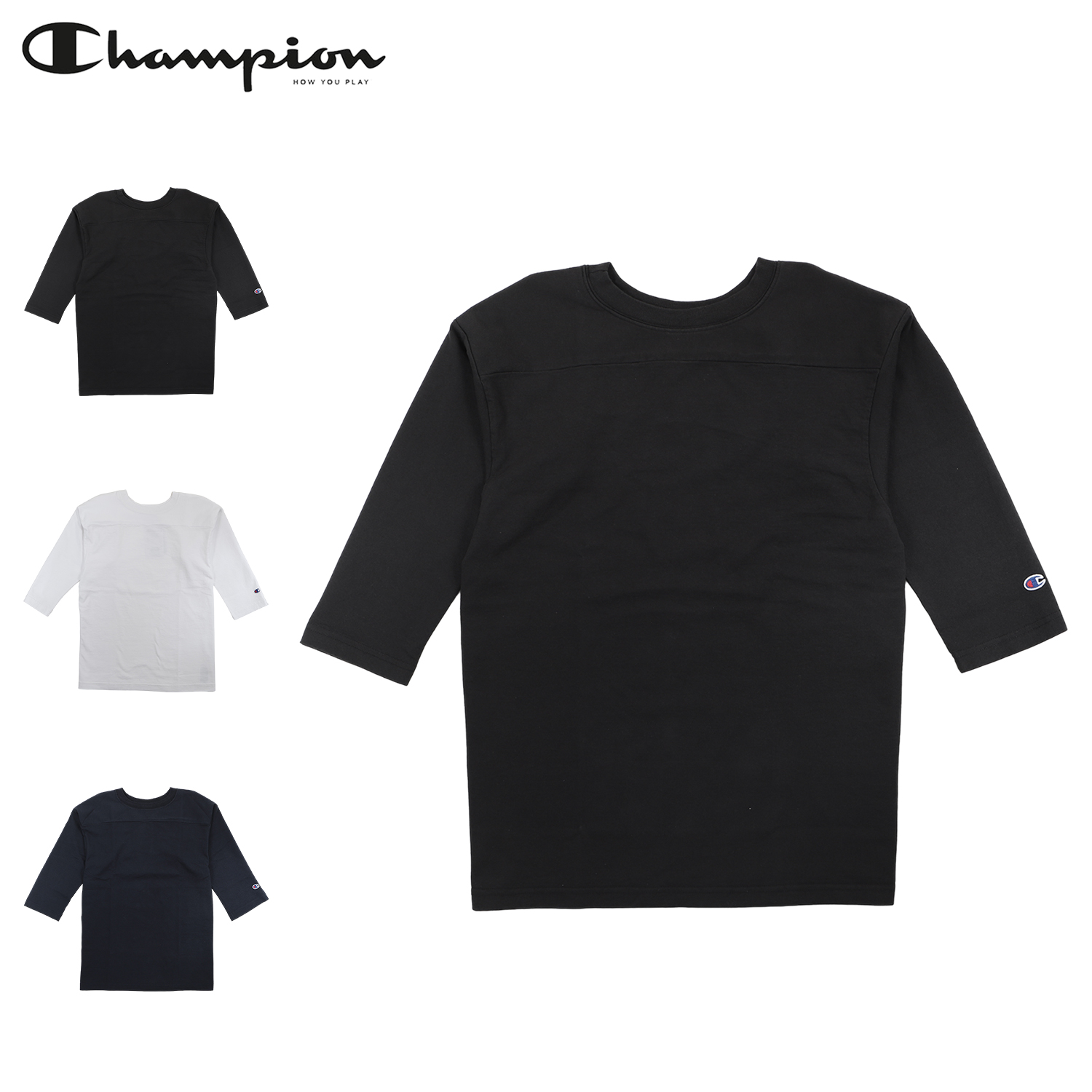 チャンピオン Champion Tシャツ 5分袖 半袖 フットボール メンズ MADE IN USA T1011 3/4 SLEEVE FOOTBALL T-SHIRT C5-P405 Champion（チャンピオン） Champion Tシャツ 5分袖 半袖 フットボール