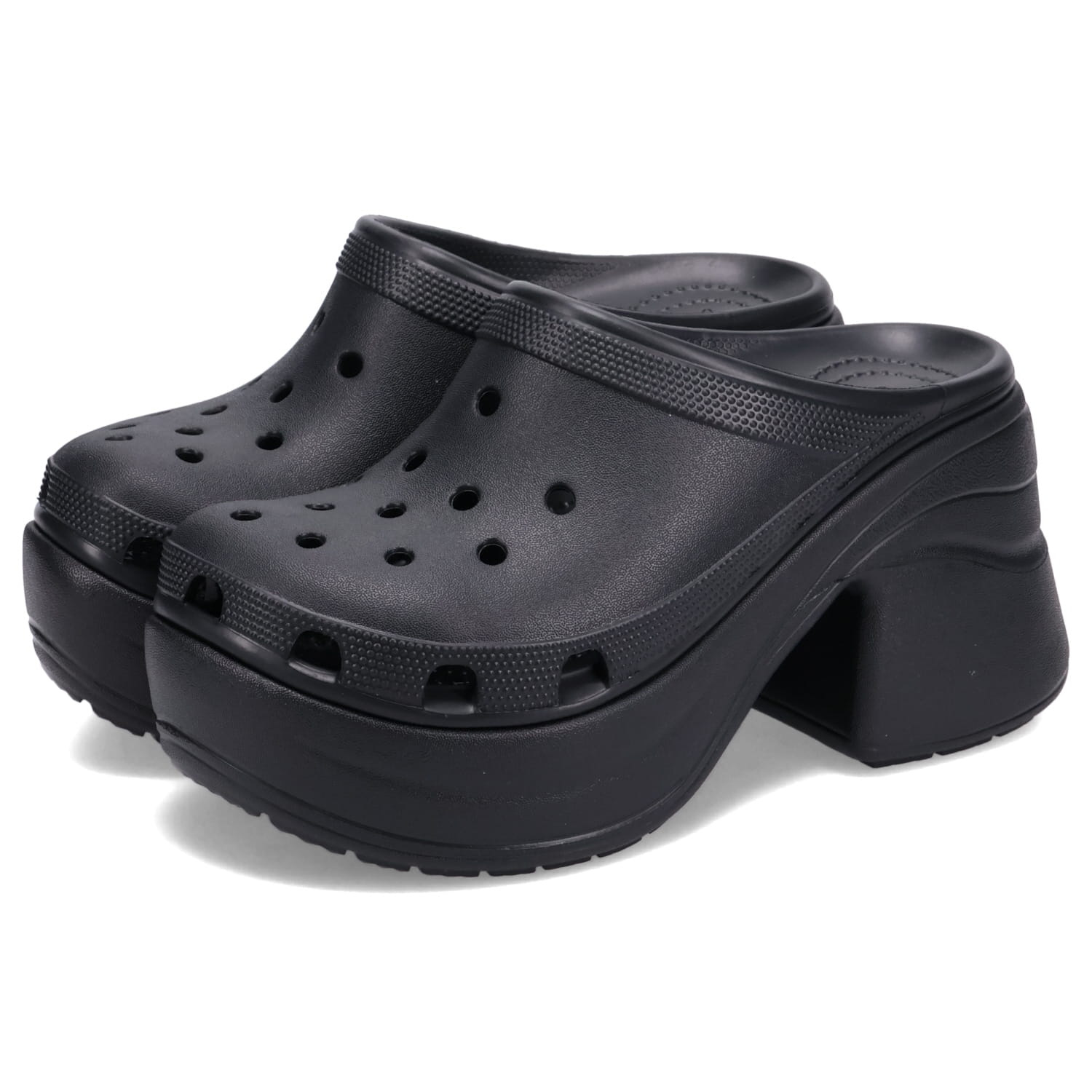 crocsブラック 厚底ハイヒールサンダル crocs（クロックス） サンダル クロッグ サイレン レディース 厚底