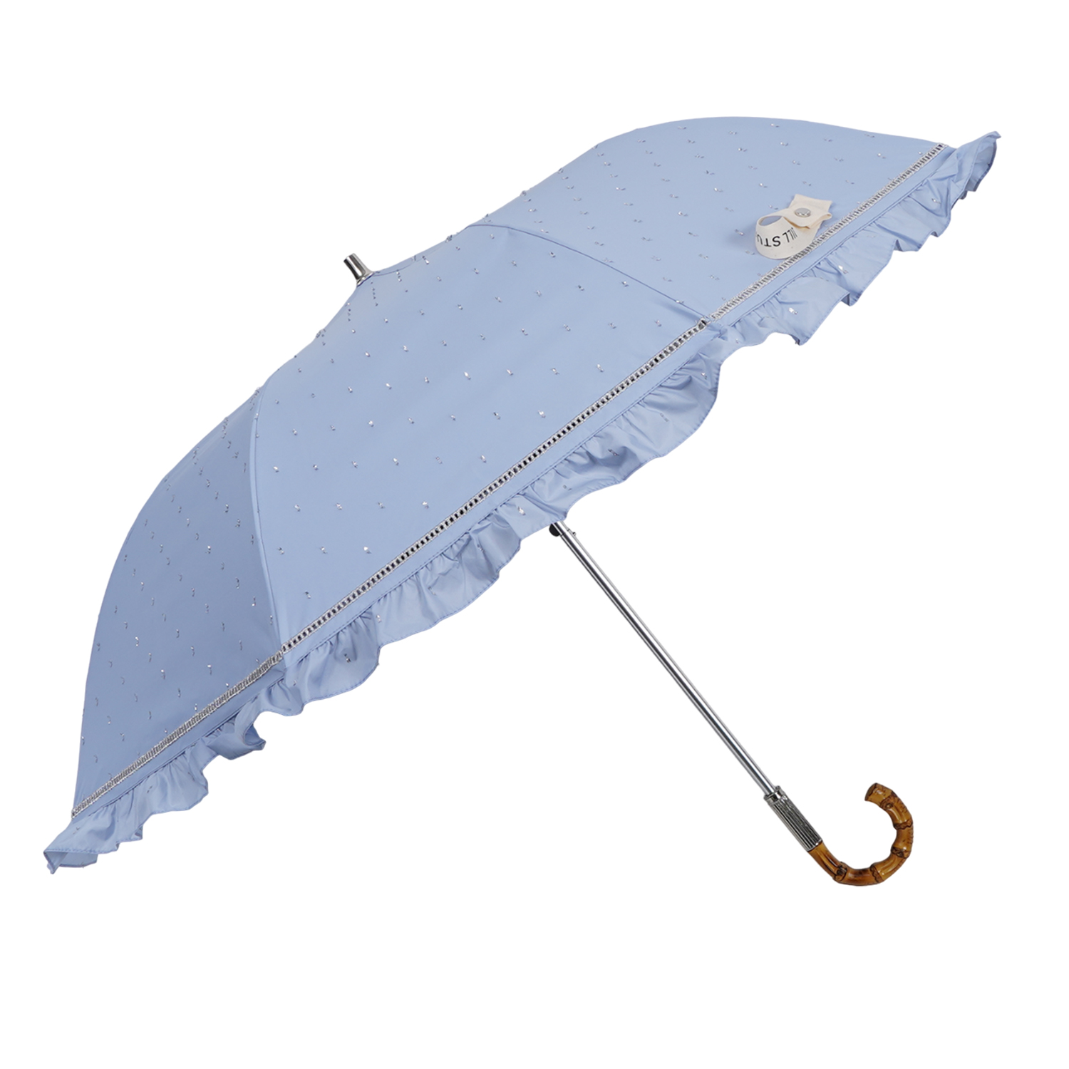 ★新品★ジルスチュアート　晴雨兼用　トップフラット　日傘　フリル　遮光　遮熱 JILL STUART（ジル スチュアート）】ストライプフリル晴雨兼用
