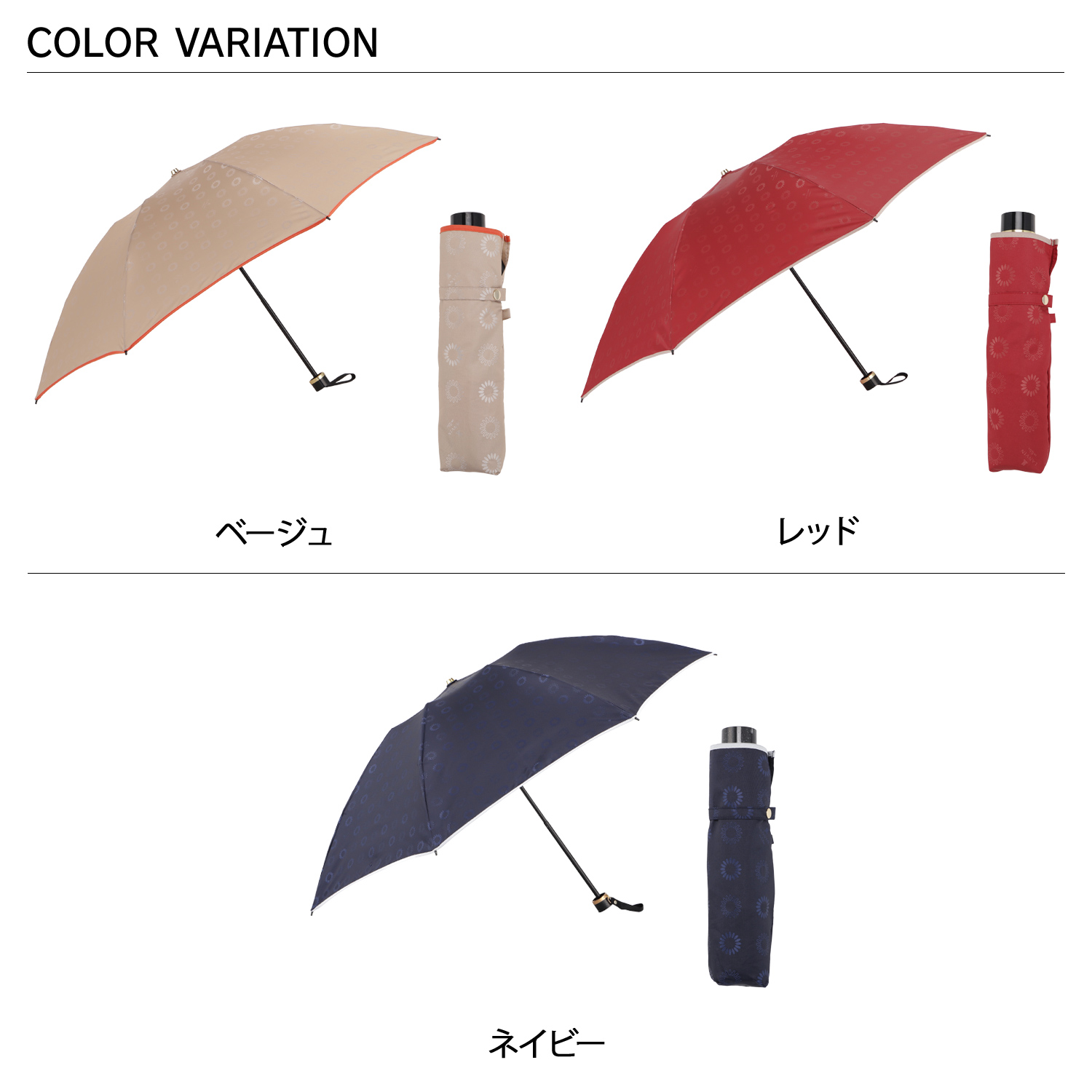 ランバンオンブルー LANVIN en Bleu 雨傘 折りたたみ傘 手書きフラワー