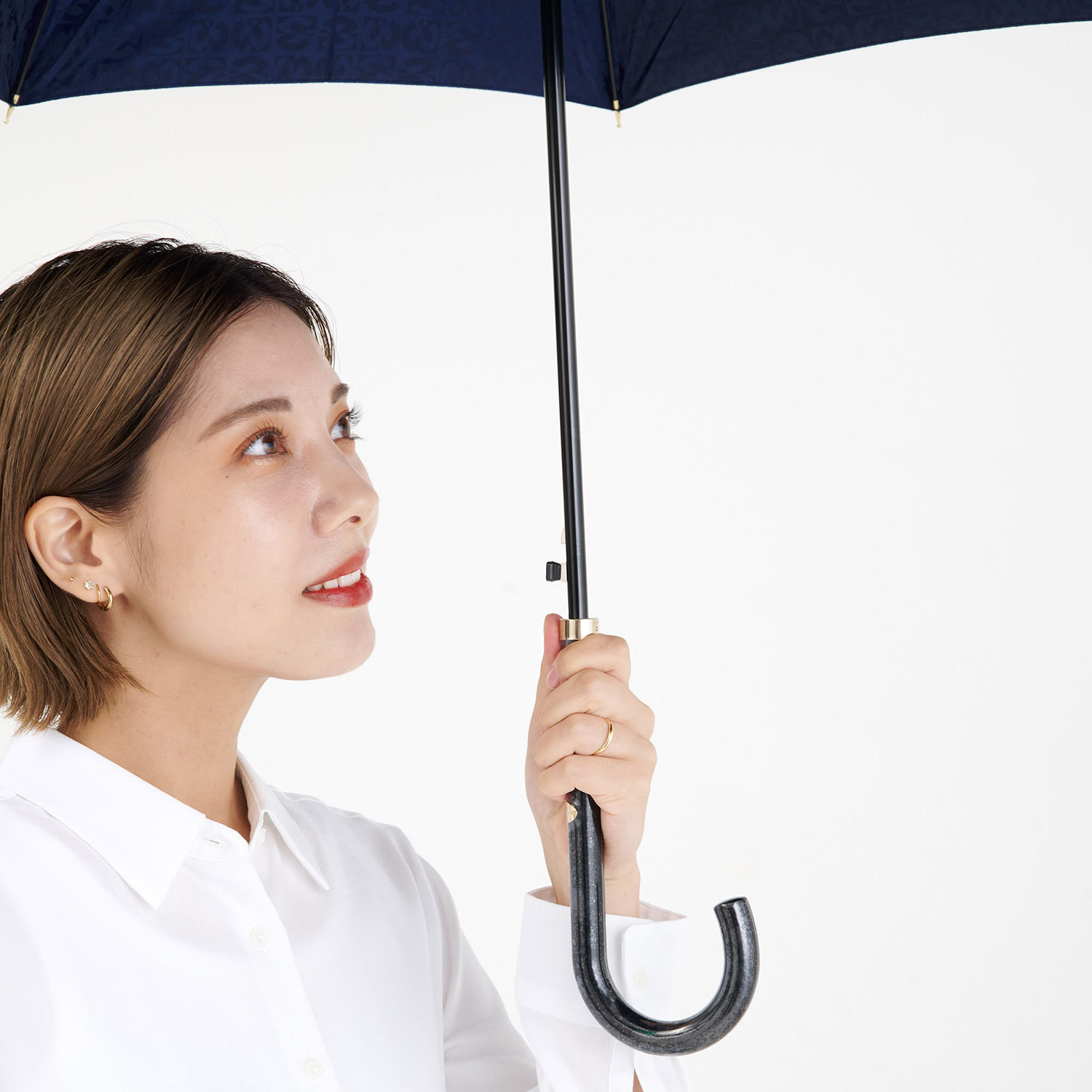 ミラショーン mila schon 傘 長傘 雨傘 レディース 60cm 軽量 ジャガード ブラック ネイビー ワイン レッド 黒 0043-00  母の日