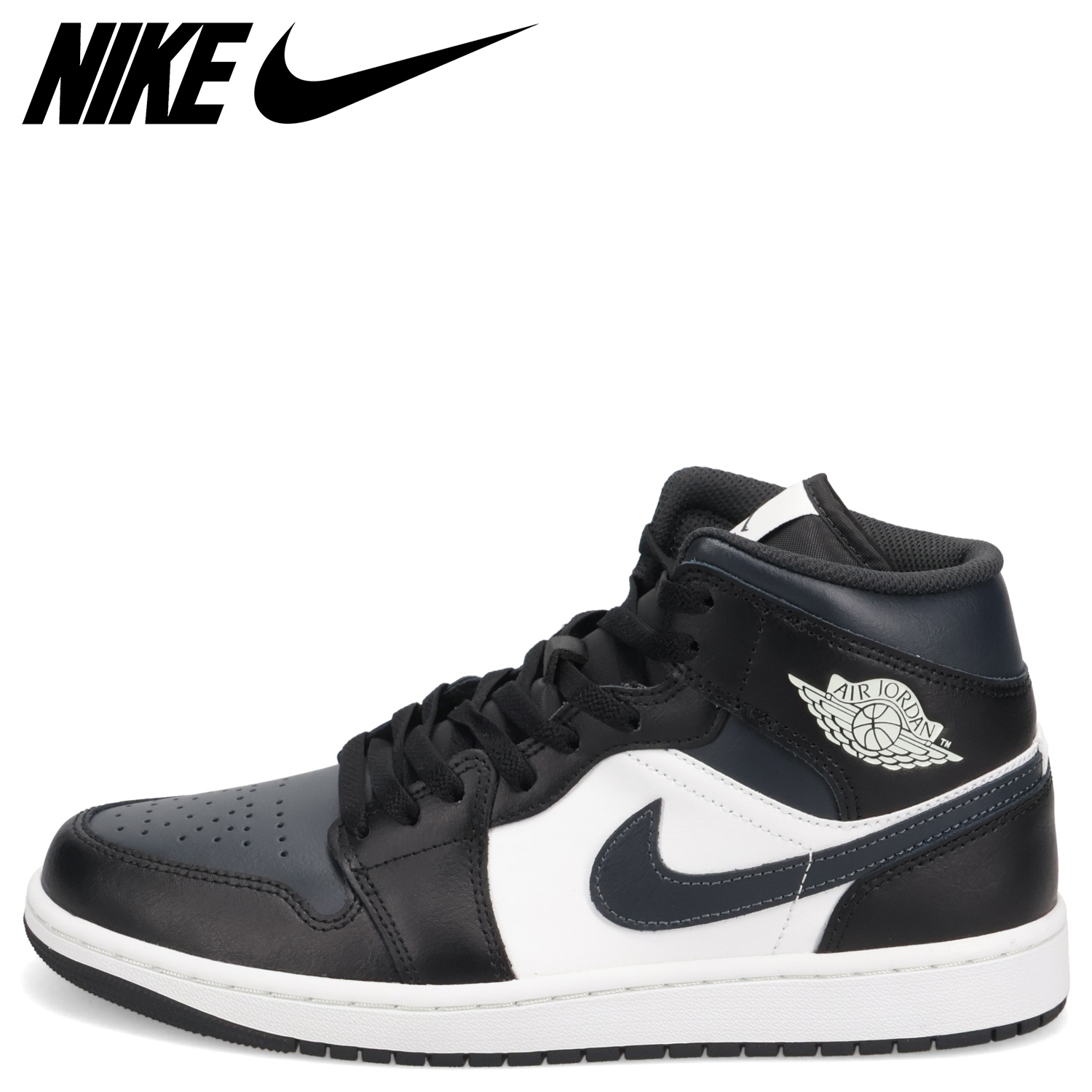 シューズ(男性用) Air Jordan 1 RETRO MID BLACK Nike Air Jordan 1 Mid AJ1 Black Off Noir Toe Men Casual