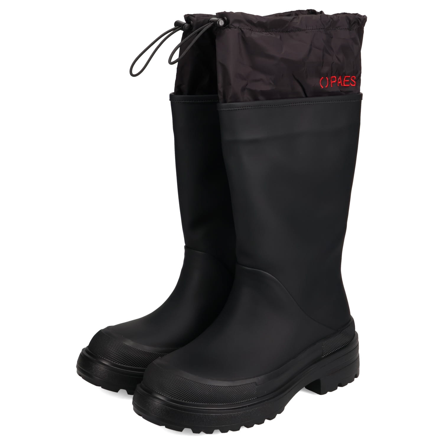 PAES ペイズ ブーツ レインブーツ ロングブーツ 長靴 レディース 厚底 防水 06 TWO WAY RAIN BOOTS BOOTS BASIC LINE ブラック チェック 黒 爆買の画像