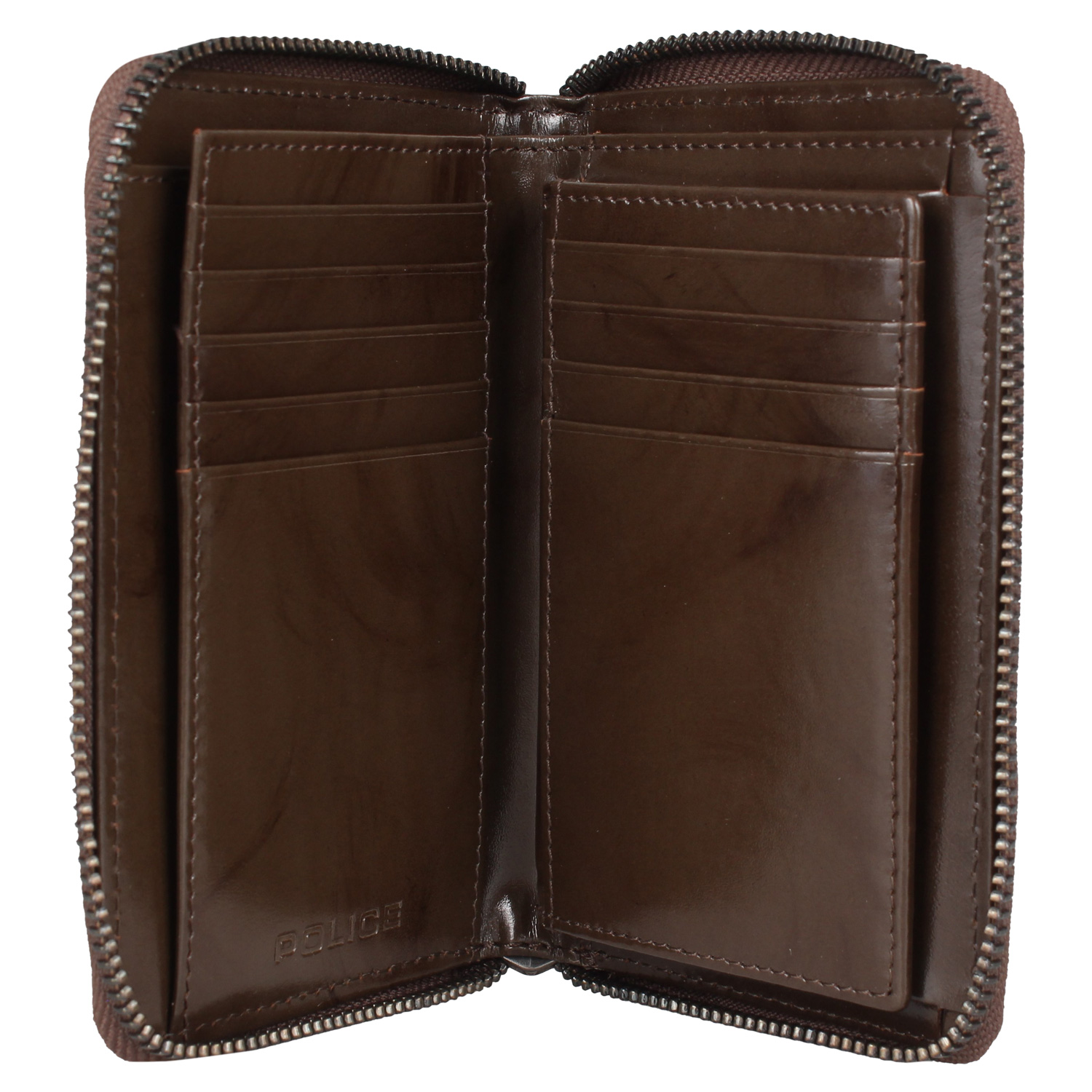 POLICE（ポリス） 二つ折り財布 メンズ ラウンドファスナー 本革