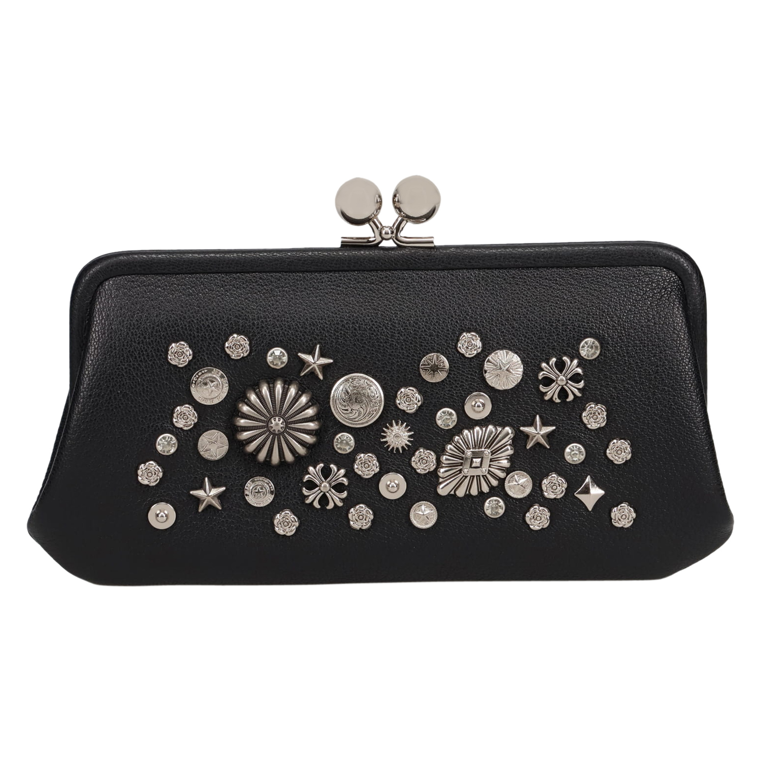 perche（ペルケ） 財布 長財布 レディース 本革 がま口 ブラック