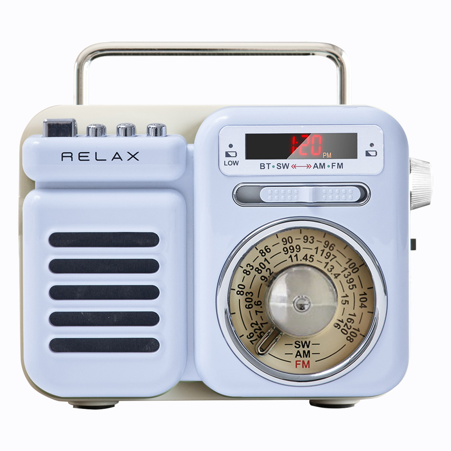 RELAX リラックス マルチ レトロ ラジオ 小型 携帯 防災用品 ライト アラーム SOS機能 モバイルバッテリー 音楽再生 時計 RE096｜goodslabo｜07