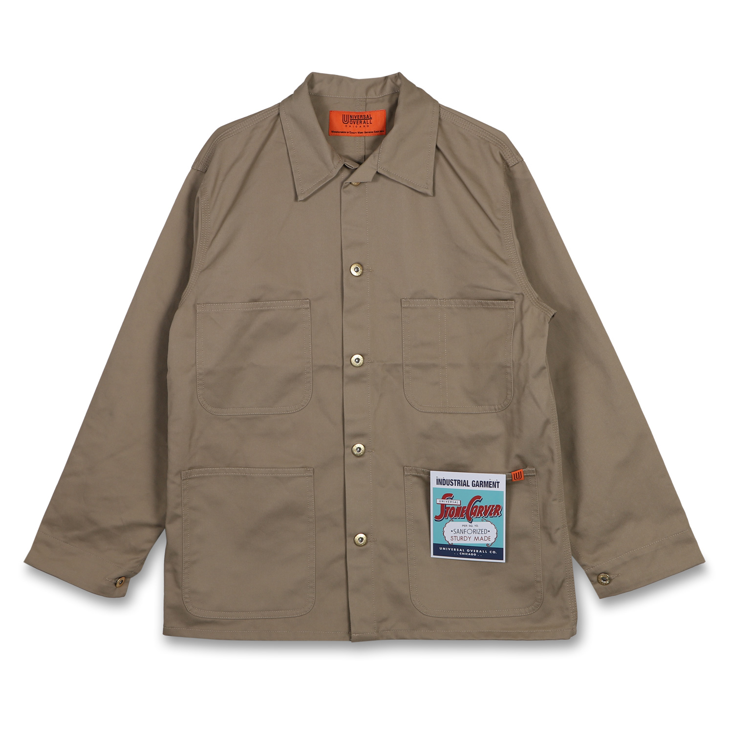 ユニバーサルオーバーオール UNIVERSAL OVERALL ジャケット カバーオール アウター メンズ COVERALL ブラック ベージュ 黒 U23134225｜goodslabo｜03