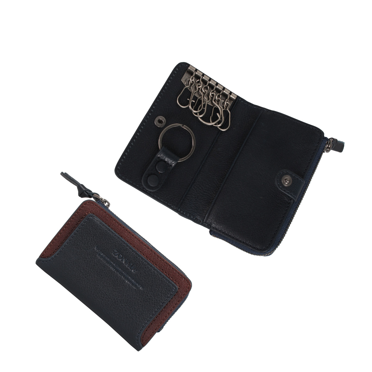 ゾナール ZONALE キーケース キーホルダー 小銭入れ メンズ 本革 6連 ORLO ネイビー ブラウン 31221 ZONALe（ゾナール） キーケース キーホルダー 小銭入れ メンズ 本革 6