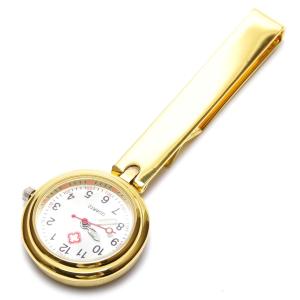 ナースウォッチ クリップ式 時計 蓄光針 シンプル オシャレ メタリック