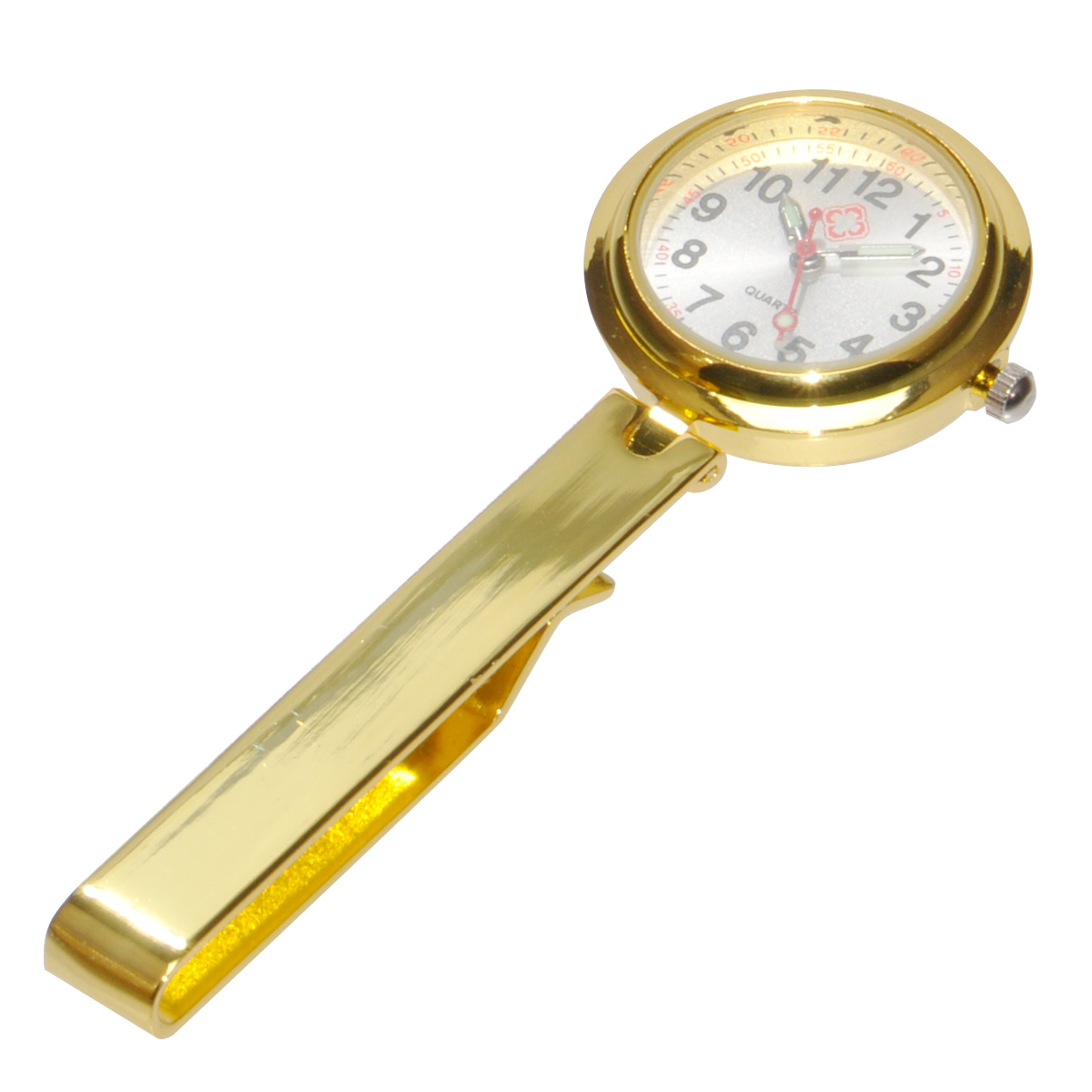 ナースウォッチ クリップ式 時計 蓄光針 シンプル オシャレ メタリック