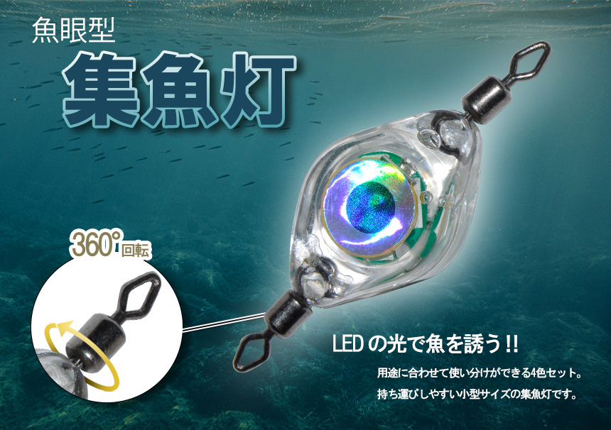 集魚灯 集魚ライト 魚眼型 水中ライト 4色 4個 セット LED ライト フィッシュライト 高輝度