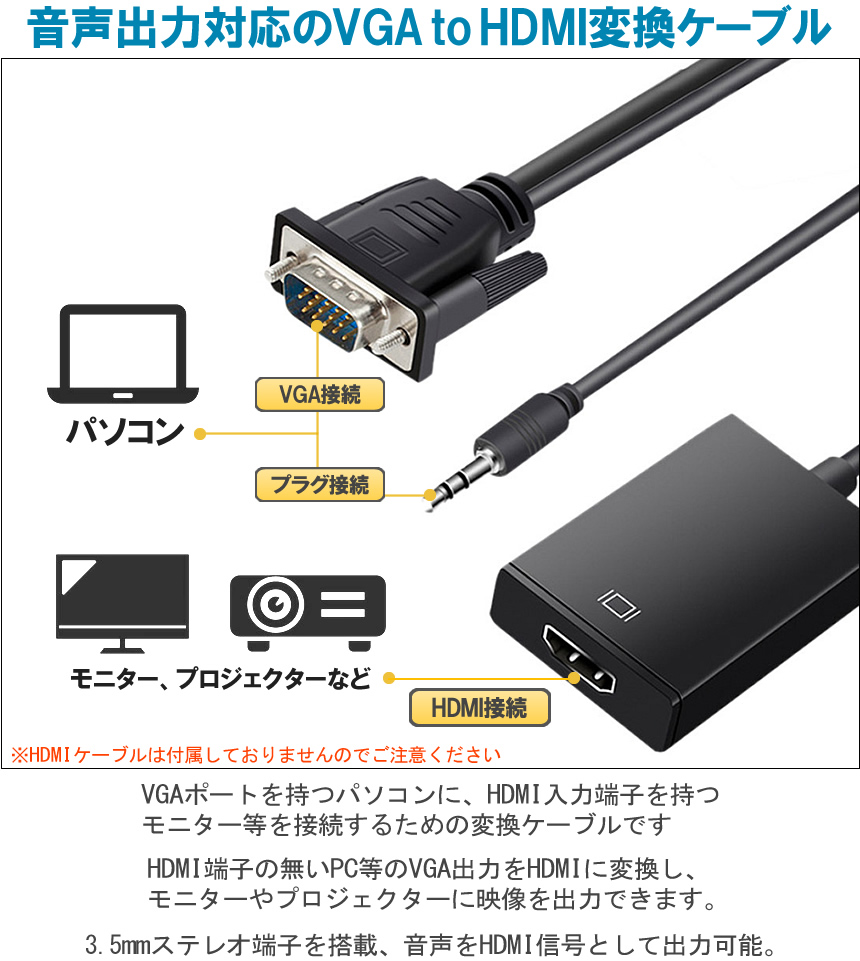 VGA DVI-I 変換ケーブル 約20㎝
