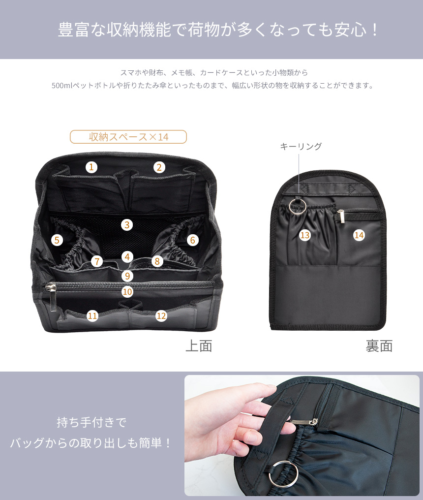リュックインバッグ 縦型 バッグインバッグ インナーバッグ 整理