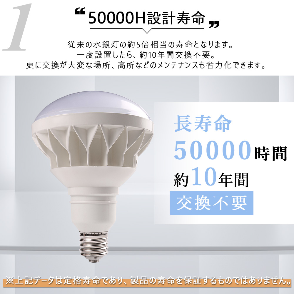 日本初売 【2セット】 LEDバラストレス水銀灯 50W 節電 10000lm高輝度 PAR56 防水IP65 E39口金 500w相当 LED電球代替用 電源内蔵 倉庫 野球場 体育館照明 街路灯 作業灯