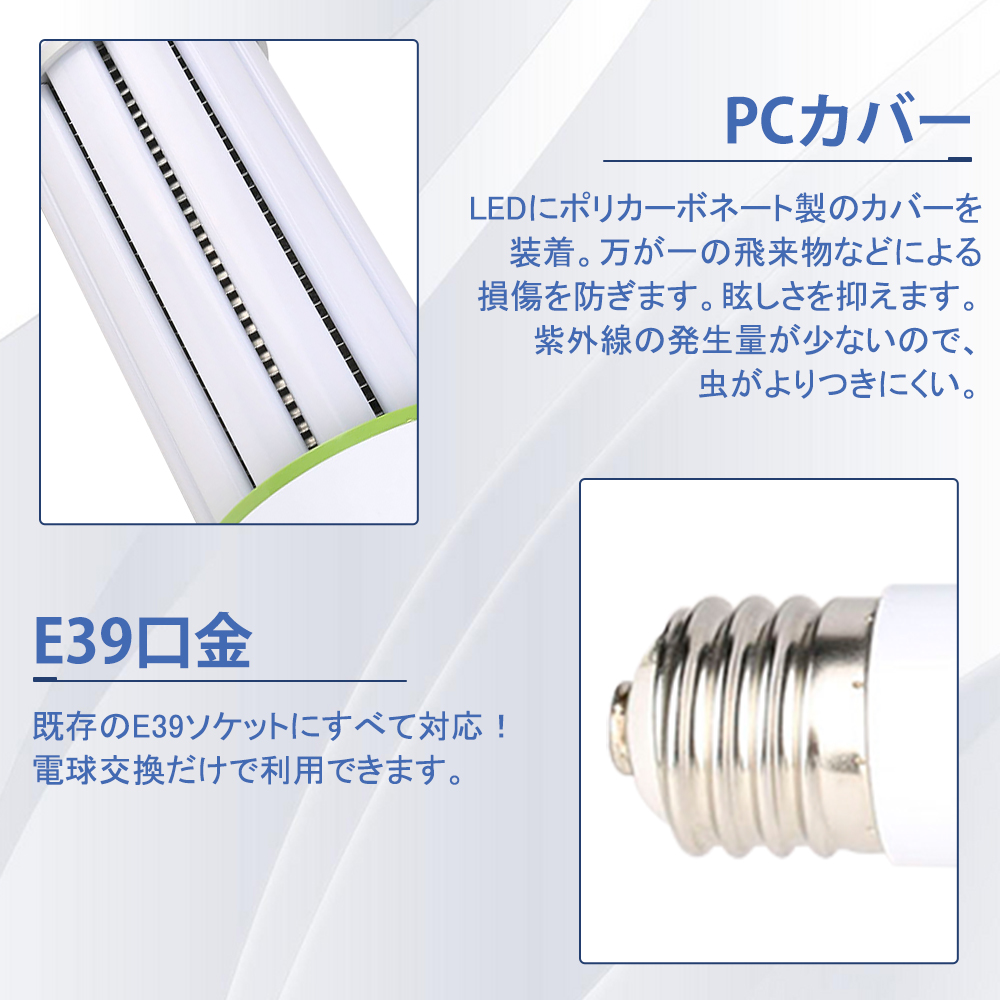 1000W相当 昼光色 E39コーンライト 水銀灯led化 コーン型led電球 20000