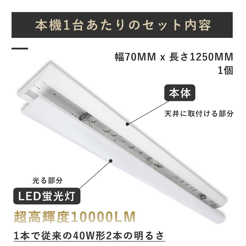 天井直付型 40形 一体型LEDベースライト LEDベースライト 40W 2灯 逆