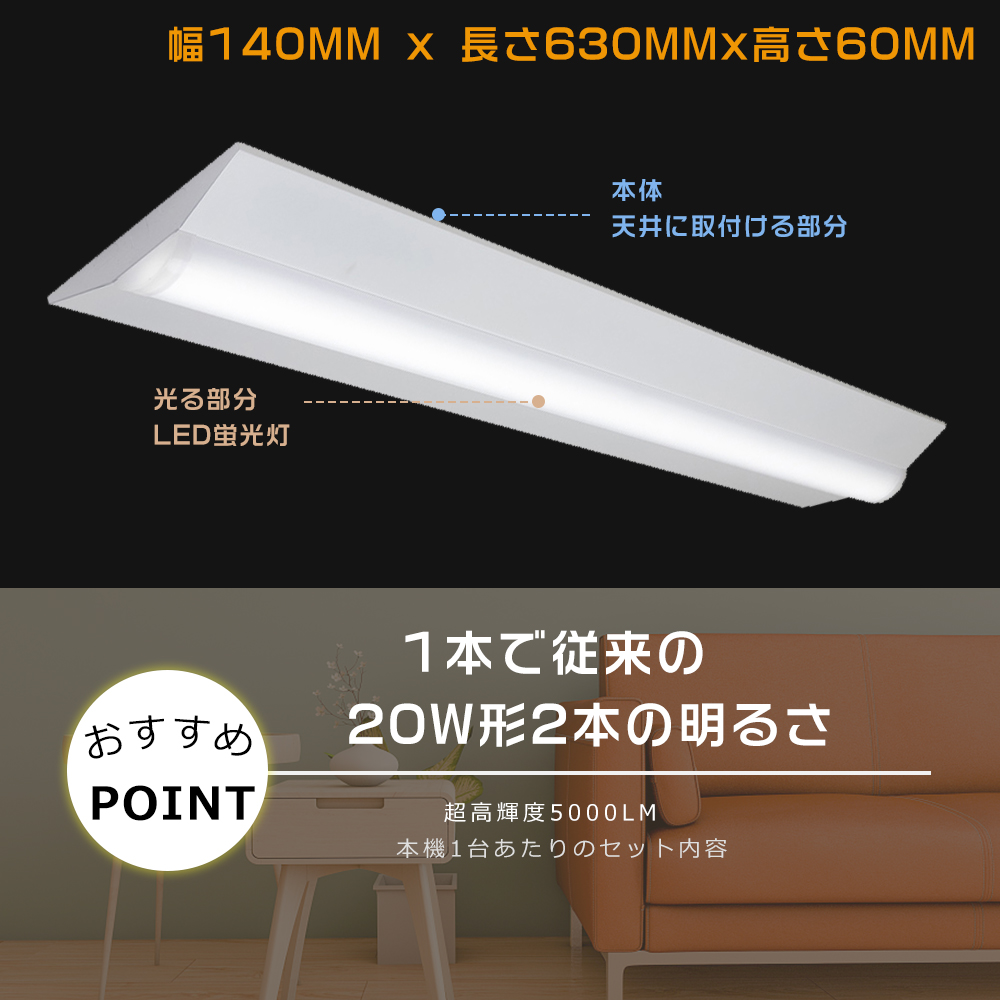 名入れ無料】 一体型LEDベースライト 逆富士形 横幅150ｍｍ ｘ2台