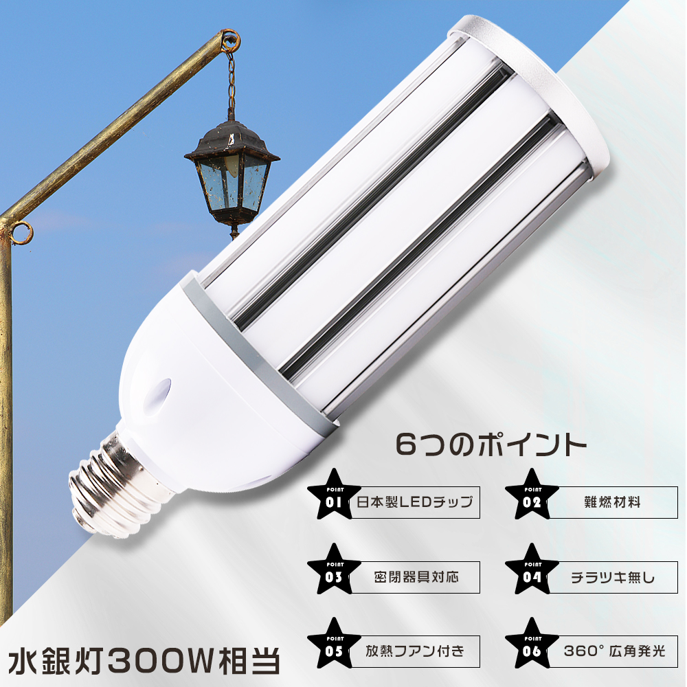送料無料】LED水銀灯 300W LEDコーンライト E39/E26 コーン型LED電球