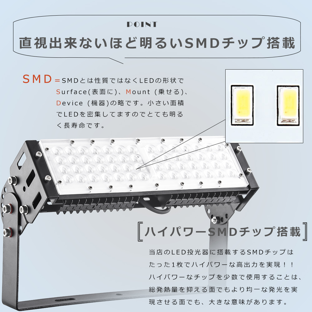 2台セット LED投光器 50W 投光器 LED 屋外 看板 駐車場 倉庫 工場 作業灯 防犯灯 LED高天井照明器具 IP65防水 10000lm 明るい LED作業灯 集魚灯 アウトドア 屋外｜goodsone5｜07