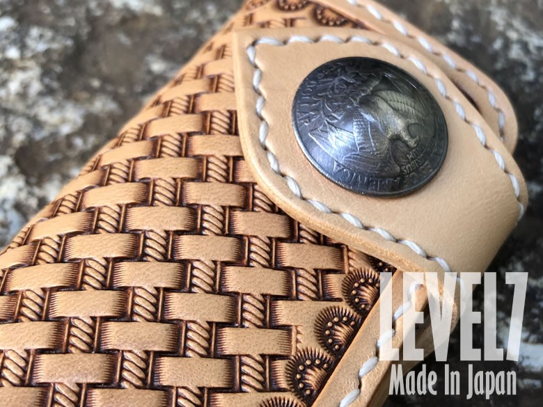 KEY CASE/キーケース 手縫い バスケットスタンプ/カービング