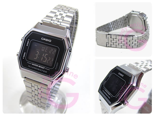 CASIO （カシオ） LA-680WA-1B／LA680WA-1B ベーシック デジタル ブラック×シルバー キッズ・子供にオススメ！ かわいい！ レディースウォッチ 腕時計