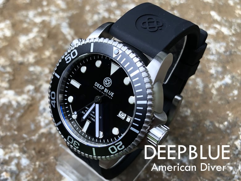 DEEP BLUE（ディープブルー）ダイバーズウォッチ MASTER 1000 330M/30気圧防水 SEIKO 自動巻きムーブメント  ブラックダイアル M1000BLKTRIPLE 腕時計