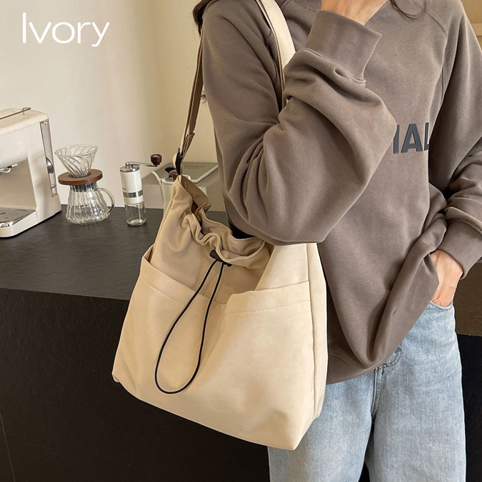 ショルダーバッグ ドローストリングバケット 布製 巾着 肩掛け 脇下