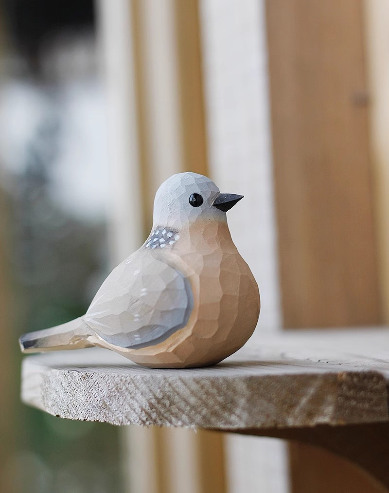 置き物 木製 小鳥 bird インテリア 人形 北欧 雑貨 手彫り オブジェ 鳥