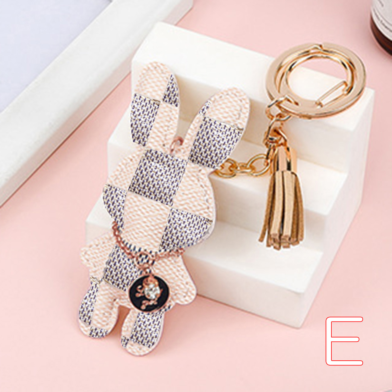 キー ホルダー うさぎ ナスカン チェーン ダブル リング ストラップ