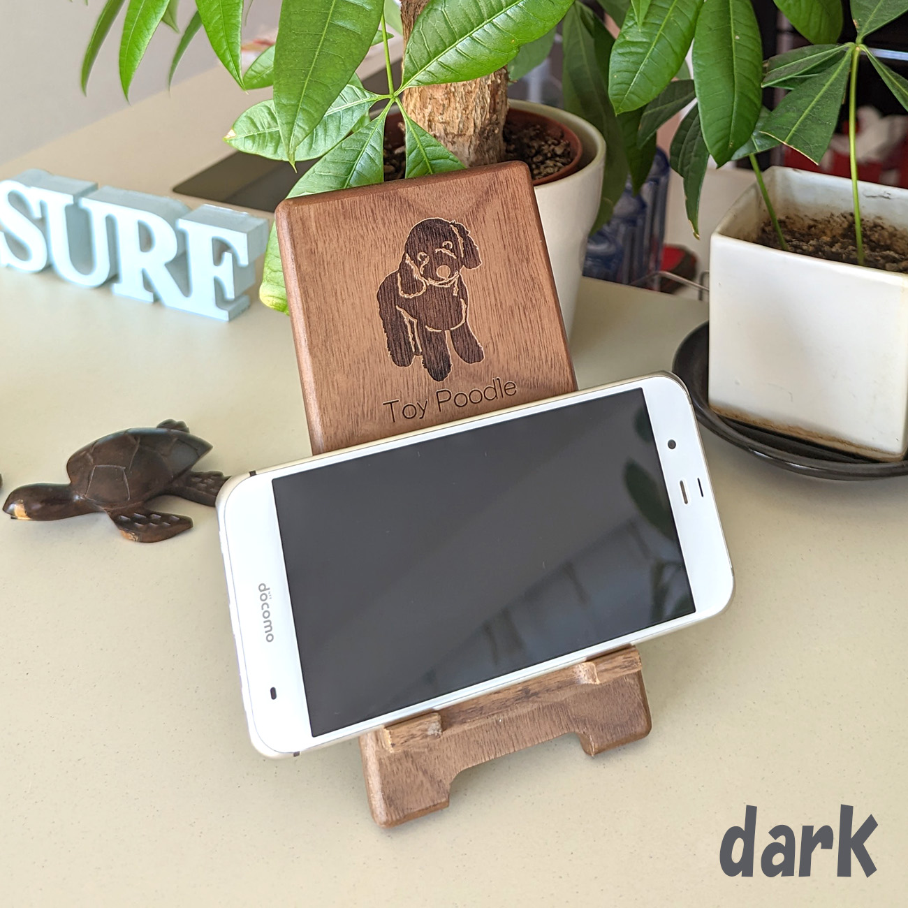 木製 スマホ スタンド ライトカラー 犬 猫 デザイン レーザー