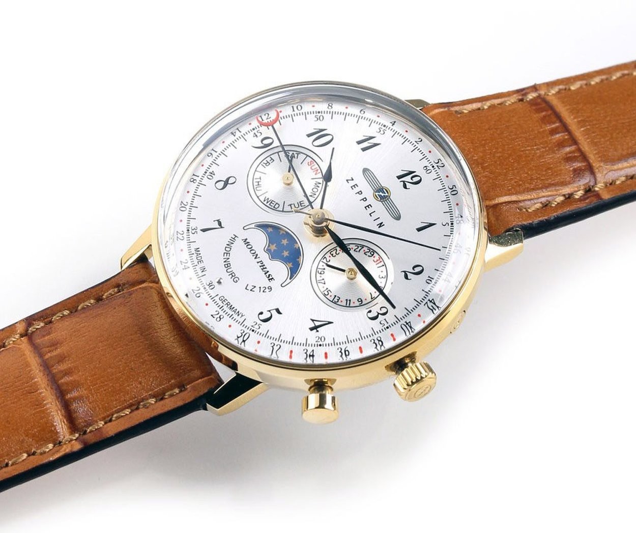 ブランド腕時計　ドイツ製 スイスクォーツムーブメント(RONDA) カレンダー ムーンフェイズ LZ129 Hindenburgシリーズ 7039-1