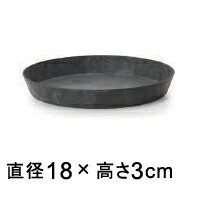 アートストーン ラウンド ソーサー 丸 18cm ブラック　◆適合する鉢◆底直径が15cm以下の植木鉢｜goopot