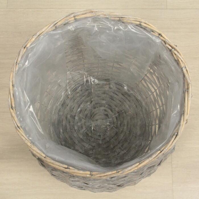 鉢カバー 自然素材 柳 グレー ウォッシュ ぽっちゃり 8号鉢用 直径26cm以下の鉢に対応 個体差あり 鉢、プランターカバー 