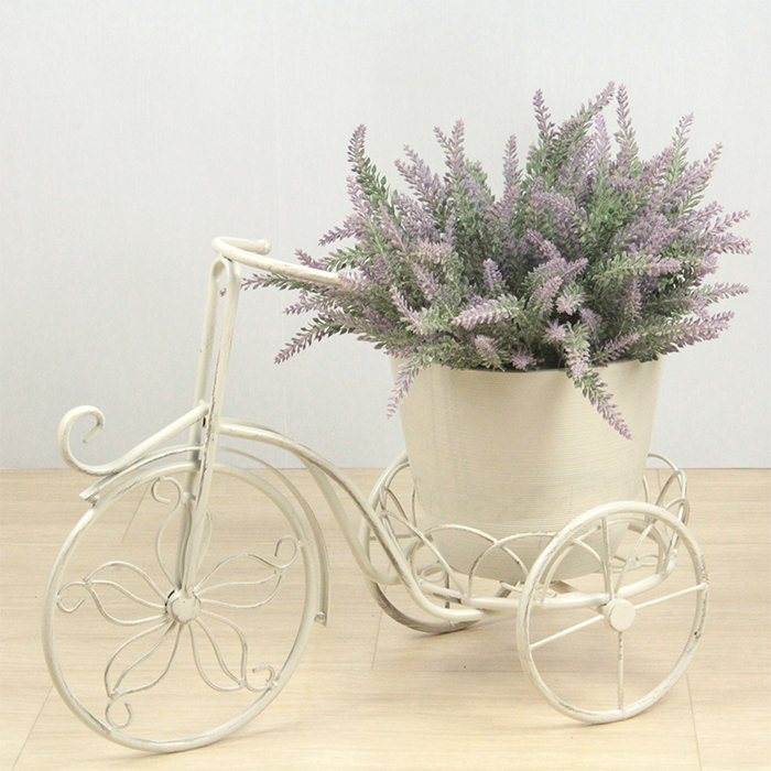 おしゃれ 三輪車 花台 フラワースタンド 白 48cm : 植木鉢・鉢カバー