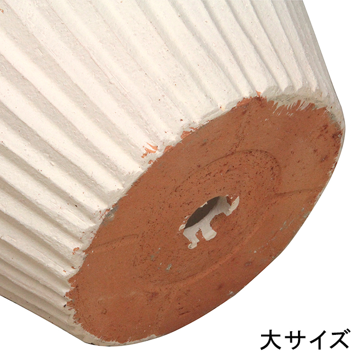 訳あり 白化粧 縦縞深型 素焼き鉢 テラコッタ鉢 植木鉢 大中小3個
