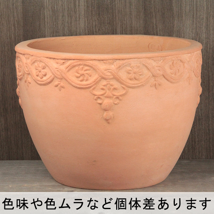 訳あり 模様入り 丸型 HM 白粉 素焼き鉢 大 32cm 11リットル [of20