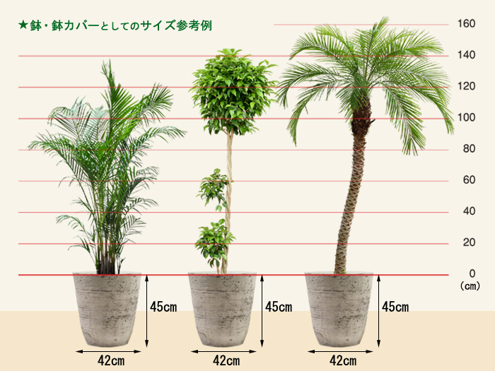 植木鉢 おしゃれ 大型 軽量・合成樹脂製ポット 丸型 42cm 39リットル ライトストーン系 10号鉢適合 鉢カバー｜goopot｜07