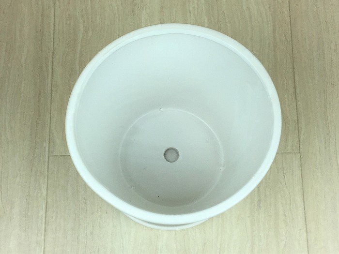陶器鉢 MP 丸型 白 つや無 20cm 3リットル 受皿付 植木鉢 おしゃれ 室内｜goopot｜02