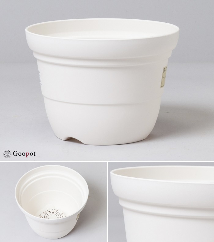 カラーバリエ 輪鉢 5号〔15.1cm〕ホワイト 1リットル 植木鉢 おしゃれ 室内 屋外 プラスチック 軽い 小さい かわいい シンプル｜goopot｜02